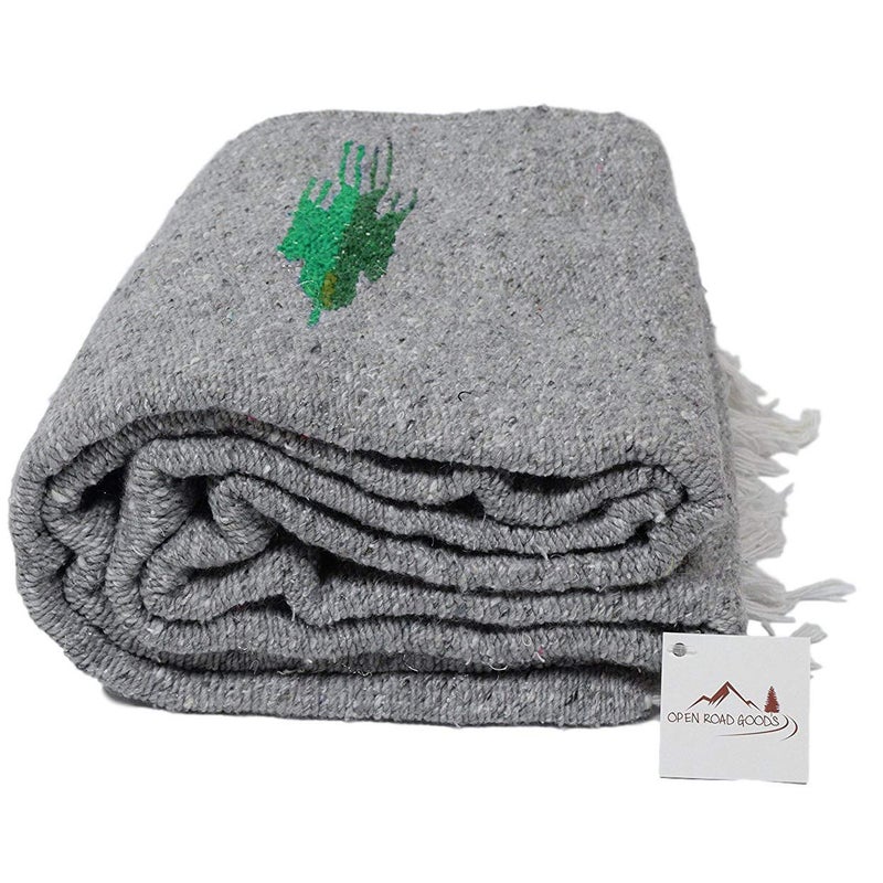 Open Road Goods Yoga Blanket - Thick Mexican Thunderbird Blanket - Handmade and Made for Yoga! (Grey) - Image 2